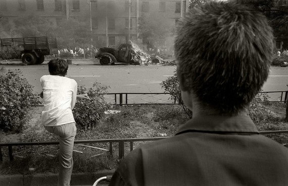 A Fire in June. Burning vehicles of the PLA – June 4th 1989. (Photo by Robert Croma)