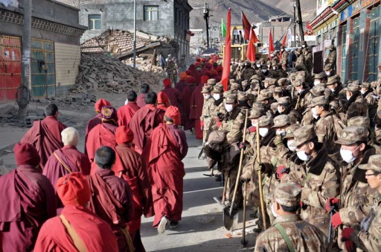 Jyekundo rescue monks Jyekundo rescue monks